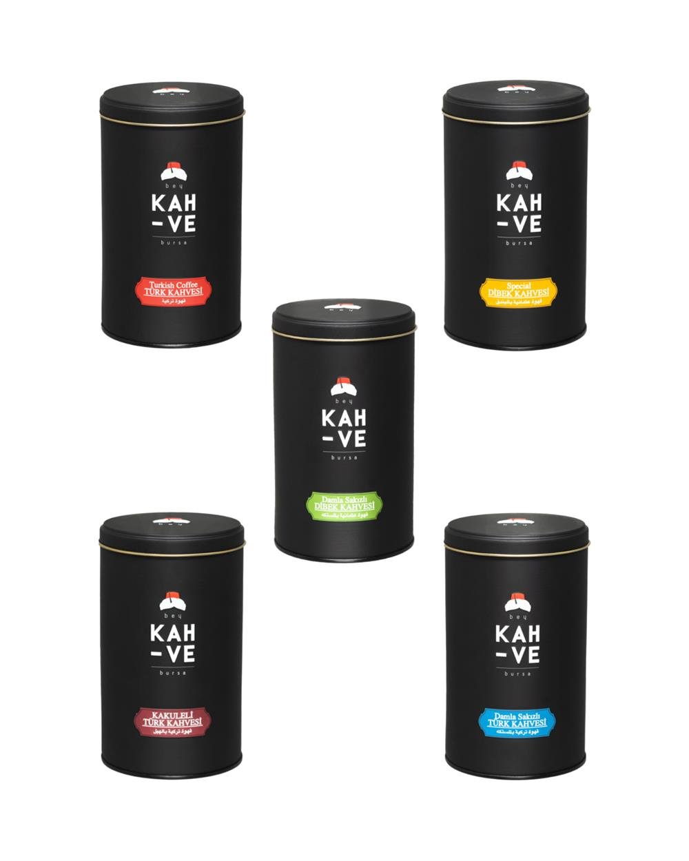 BEY KAHVE Tanışma Seti Türk ve Dibek Kahvesi Çeşitleri Teneke 250 G - 5 Çeşit