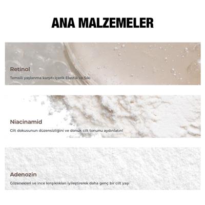 %0,1 Retinol Ve Niacinamide İçeren Kırışıklık Ve Yaşlanma Karşıtı Yenileyici Retinol Krem 30ml  