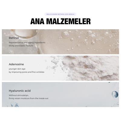 %0,3 Retinol İçeren Kırışıklık Karşıtı Ve Gözenek Karşıtı, Yenileyici Serum 30ml