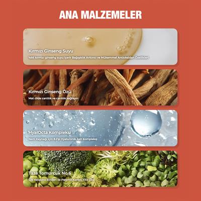 %66 Kırmızı Ginseng İçeren Onarıcı, Canlandırıcı, Yaşlanma Karşıtı ve Dolgunlaştırıcı Serum 30ml