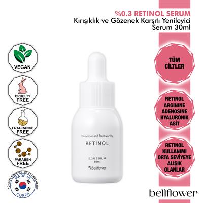 %0,3 Retinol İçeren Kırışıklık Karşıtı Ve Gözenek Karşıtı, Yenileyici Serum 30ml