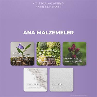 Arbutin, Adenozin, Placodyn İçeren Leke ve Kırışıklık Karşıtı Aydınlatıcı Solution Serum 30ml