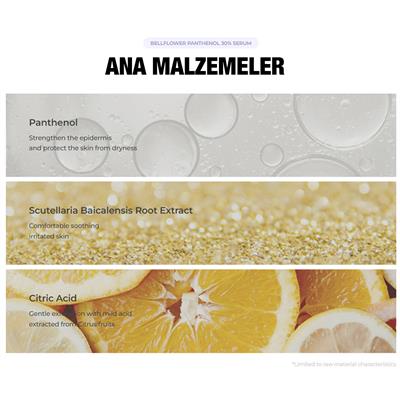%30 Panthenol, Seramid İçeren Bariyer Onarıcı, Yatıştırıcı, Yenileyici Ve Nemlendirici Serum 30ml