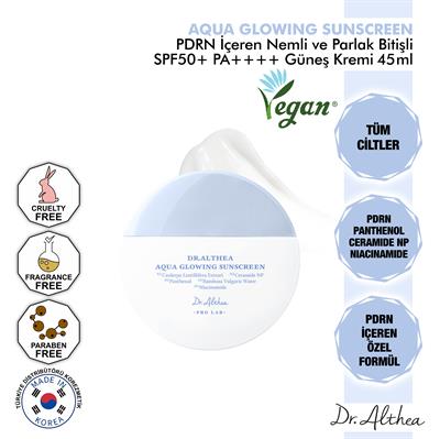 Dr. Althea PDRN İçeren Nemli ve Parlak Bitişli Aqua Glowing Güneş Kremi Spf50+ Pa++++ 45ml