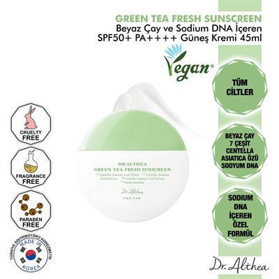 Dr. Althea Beyaz Çay ve Sodium DNA İçeren Yatıştırıcı Etkili Green Tea Fresh Güneş Kremi Spf50+ Pa++++ 45ml