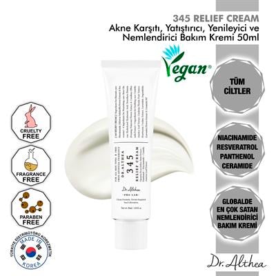 Dr. Althea 345 Relief Cream - Resveratrol İçeren Akne Karşıtı, Yatıştırıcı, Yenileyici, Besleyici Ve Nemlendirici Bakım Kremi - 50ml