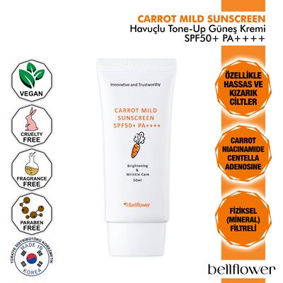 Havuç Ve Centella İçeren Tone Up Etkili Hafif Yapılı Mineral Güneş Kremi Spf50+ Pa++++ 50ml