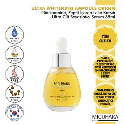 Miguhara %4 Niacinamide Ve 5 Çeşit Peptit İçeren Leke Karşıtı Ultra Cilt Beyazlatıcı Origin Ampul Serum - 35ml