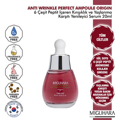 Miguhara 6 Çeşit Peptit, Kolajen Ve Ginseng İçeren Yaşlanma Ve Kırışıklık Karşıtı Perfect Ampul Serum - 20ml