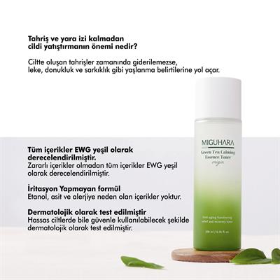 Miguhara Yeşil Çay İçeren Nemlendirici Ve Yatıştırıcı Essence Tonik - 200ml