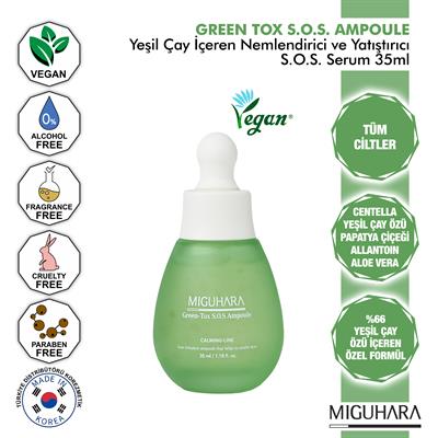 Miguhara Yeşil Çay İçeren Nemlendirici Ve Yatıştırıcı S.O.S. Ampul Serum - 35ml