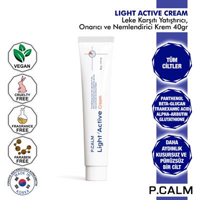 P.Calm Traneksamik Asit ve Arbutin içeren Leke Karşıtı Yatıştırıcı, Onarıcı, Nemlendirici Light Active Krem - 40gr