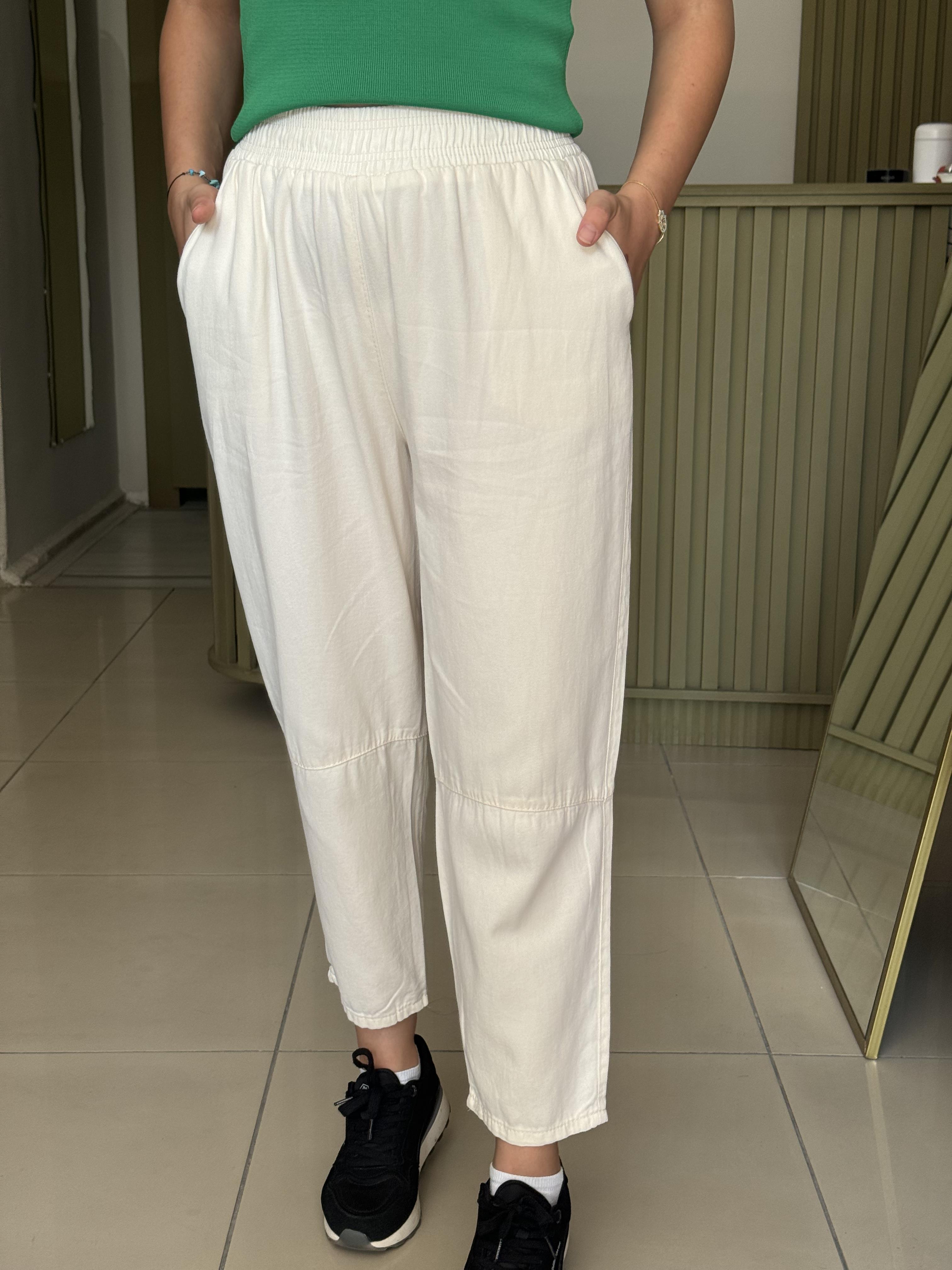 Gabardın Şalvar Pantolon- Ekru