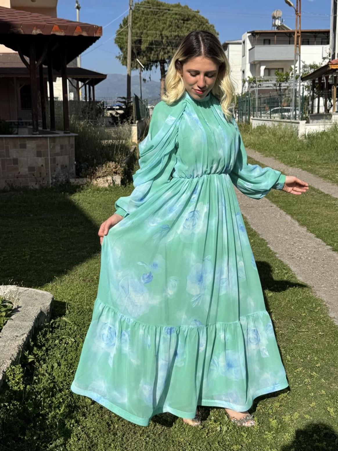 Abiye şifon elbise