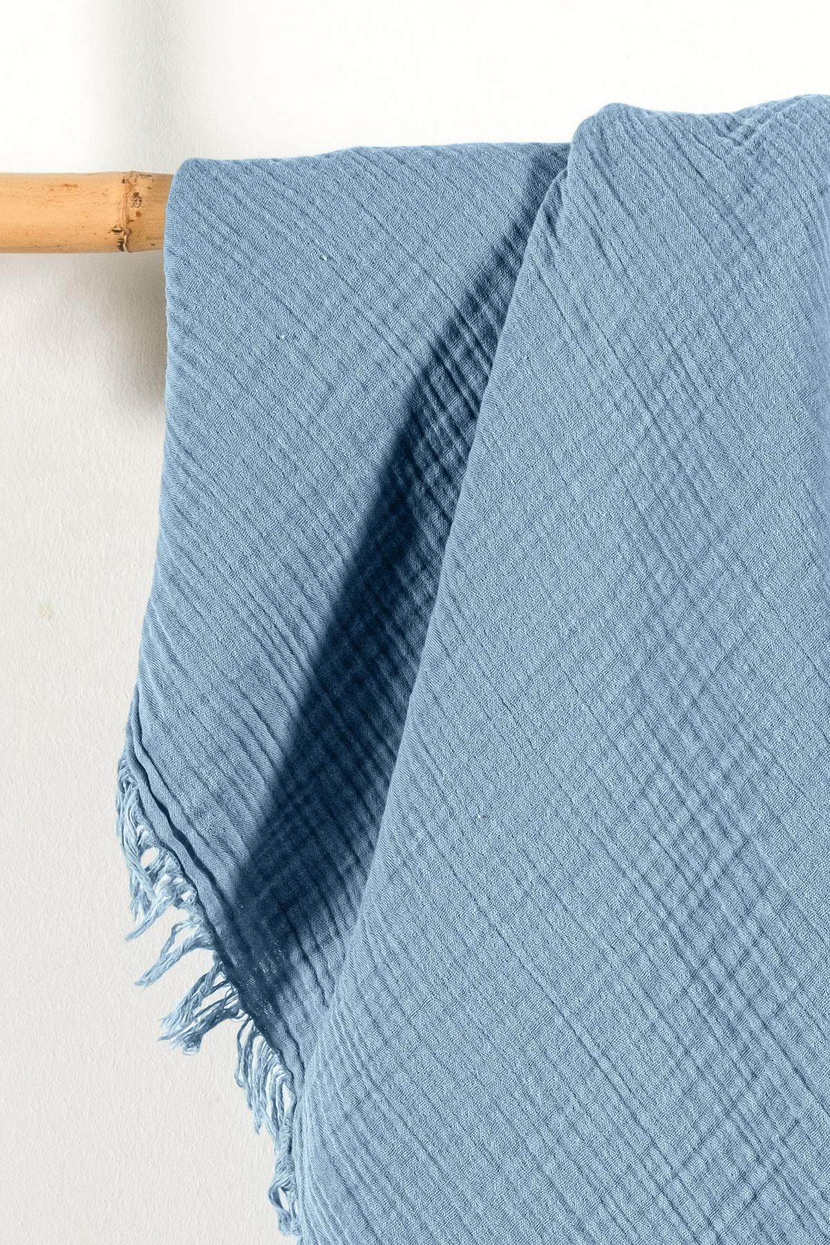 Baby 2-Layer 100% Cotton Muslin Blanket 100×120 cm - Blue