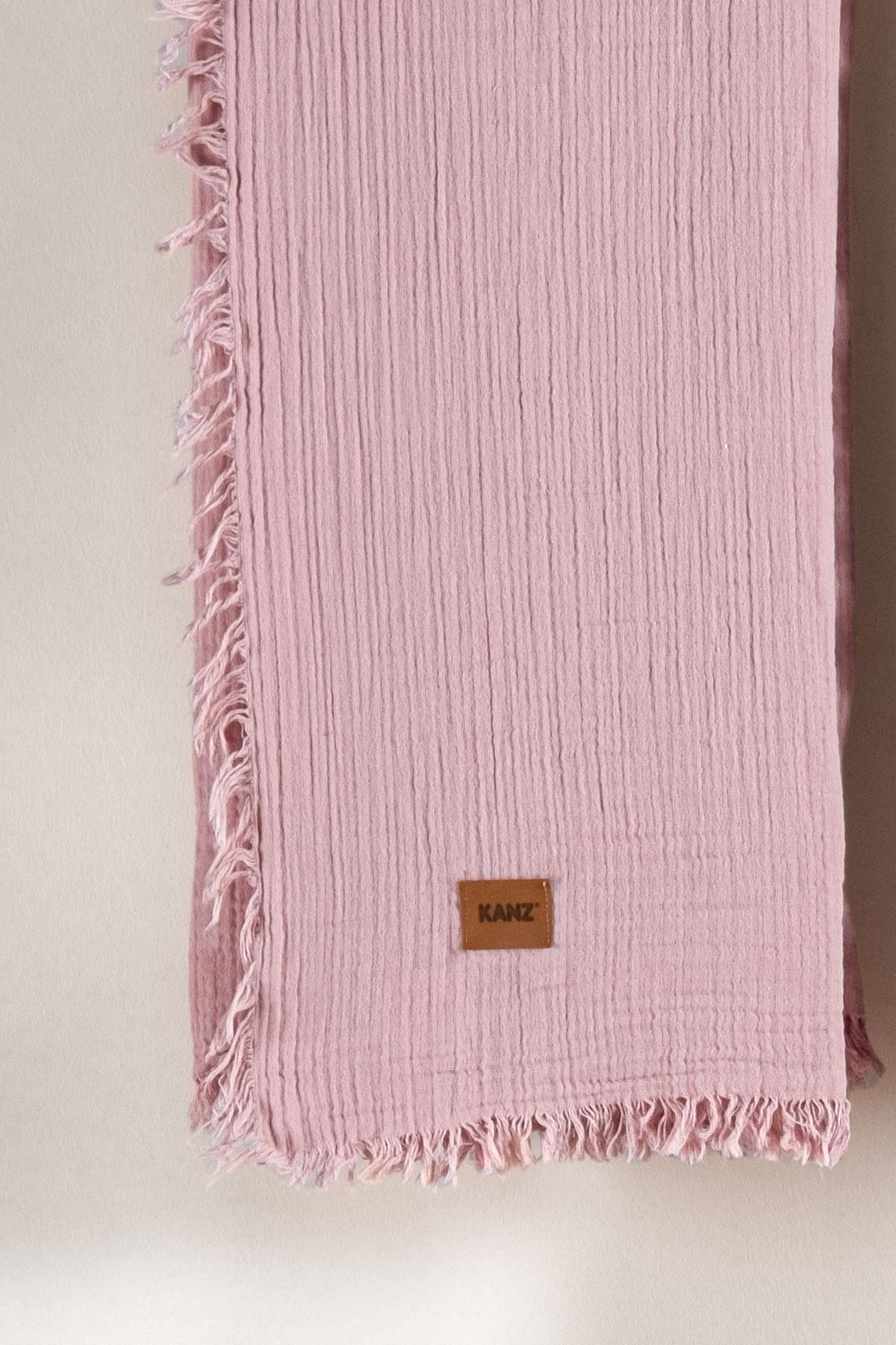 Bebek 2 Kat %100 Pamuk Müslin Örtüsü 100x120 - Gül Kurusu