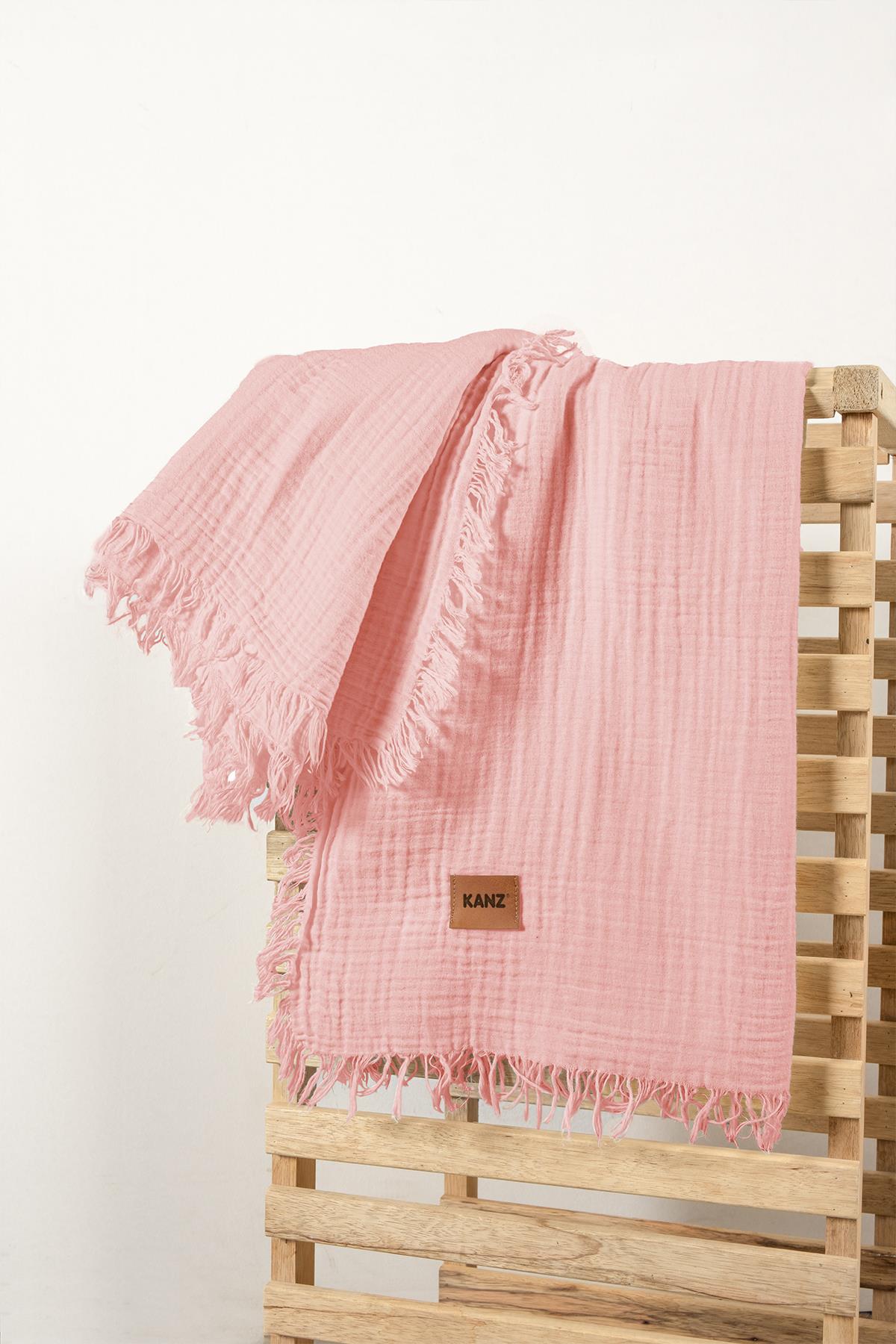 Baby 2-Layer 100% Cotton Muslin Blanket 100×120 cm - Pink
