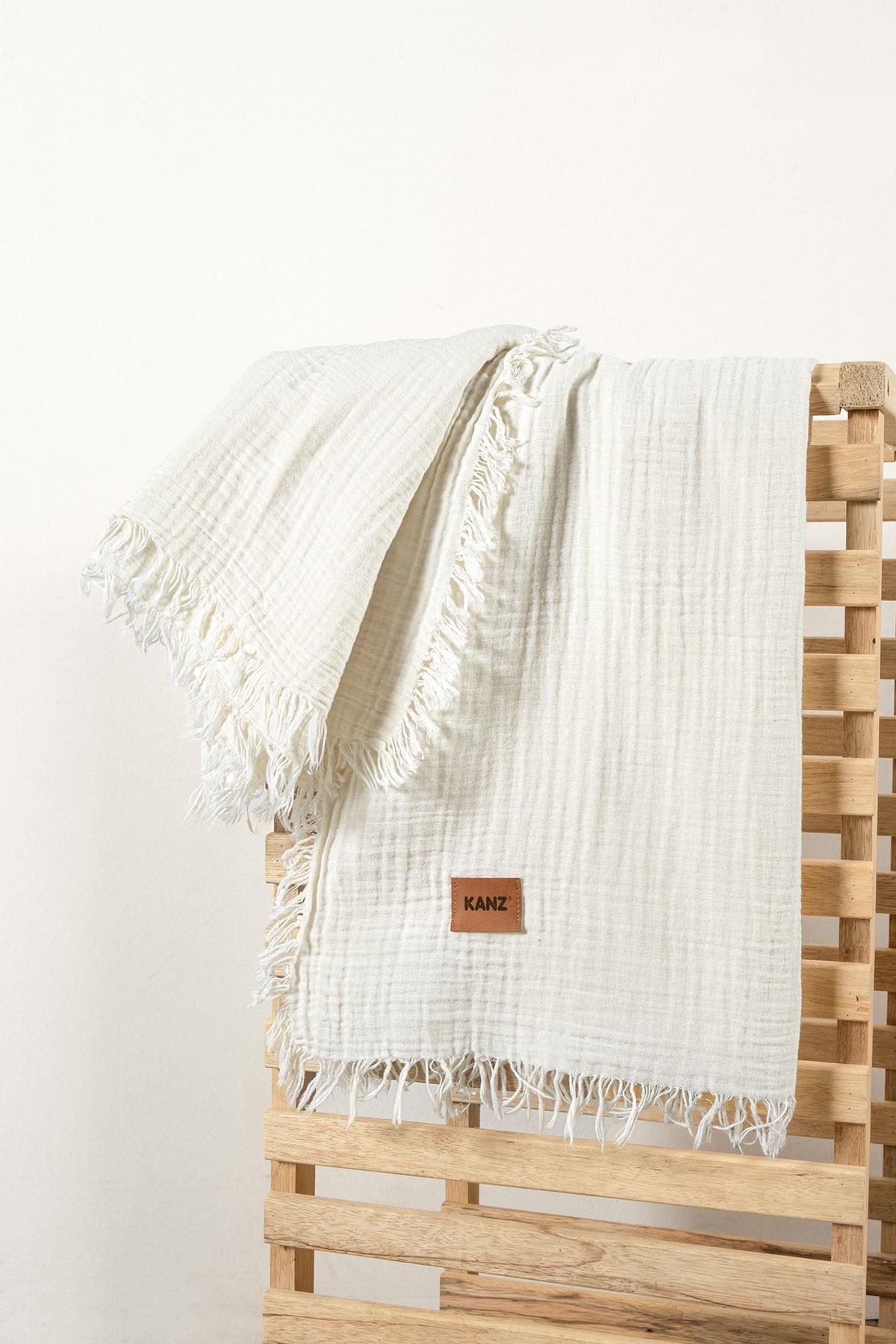Baby 2-Layer 100% Cotton Muslin Blanket 100×120 cm - Cream