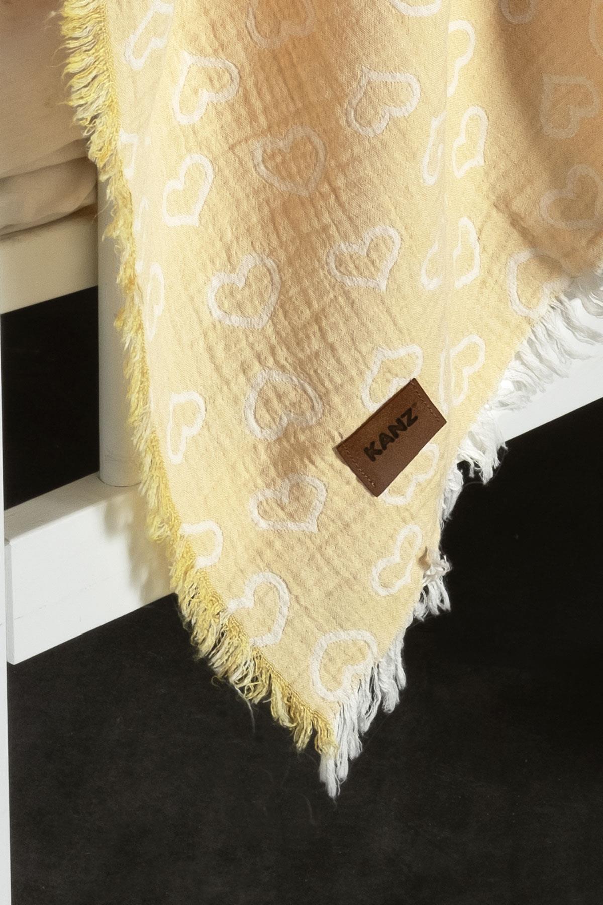 Baby 2-Layer Jacquard Muslin Swaddle Heart - Yellow