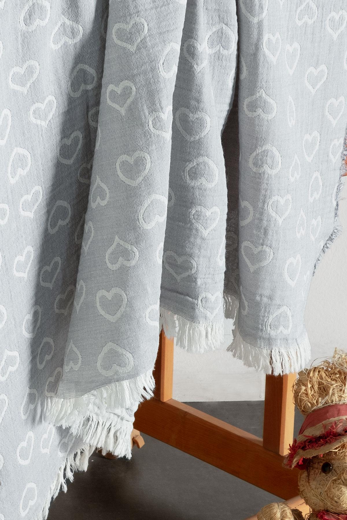 Baby 2-Layer Jacquard Muslin Swaddle Heart - Grey