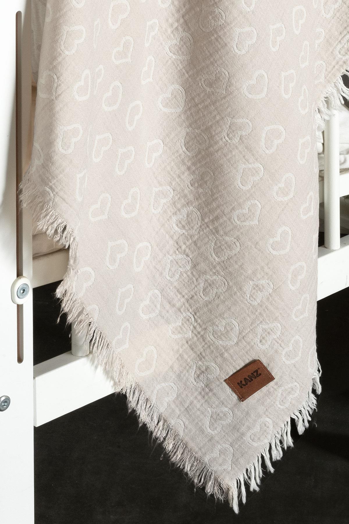 Baby 2-Layer Jacquard Muslin Swaddle Heart - Brown