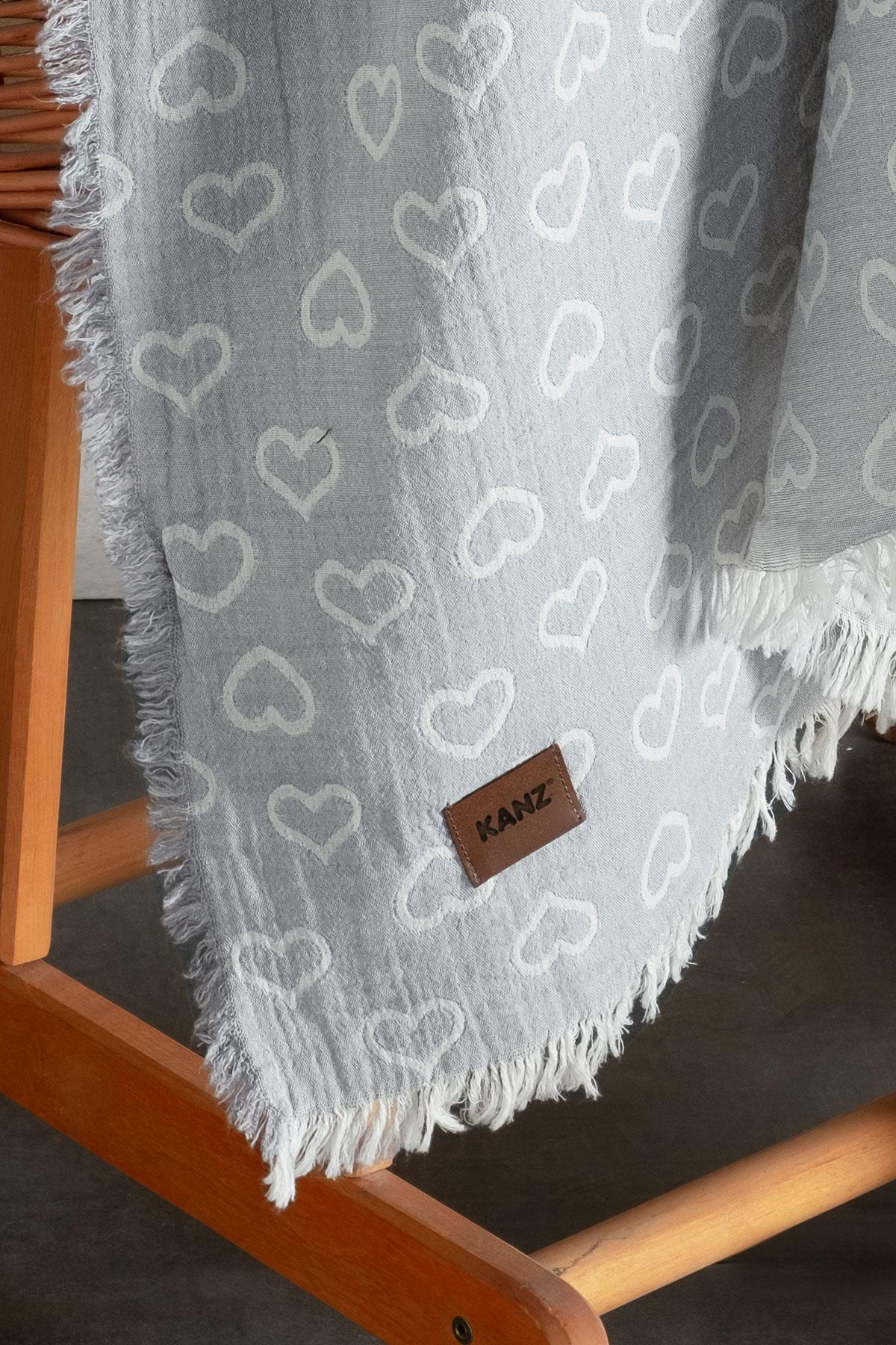 Baby 2-Layer Jacquard Muslin Swaddle Heart - Grey