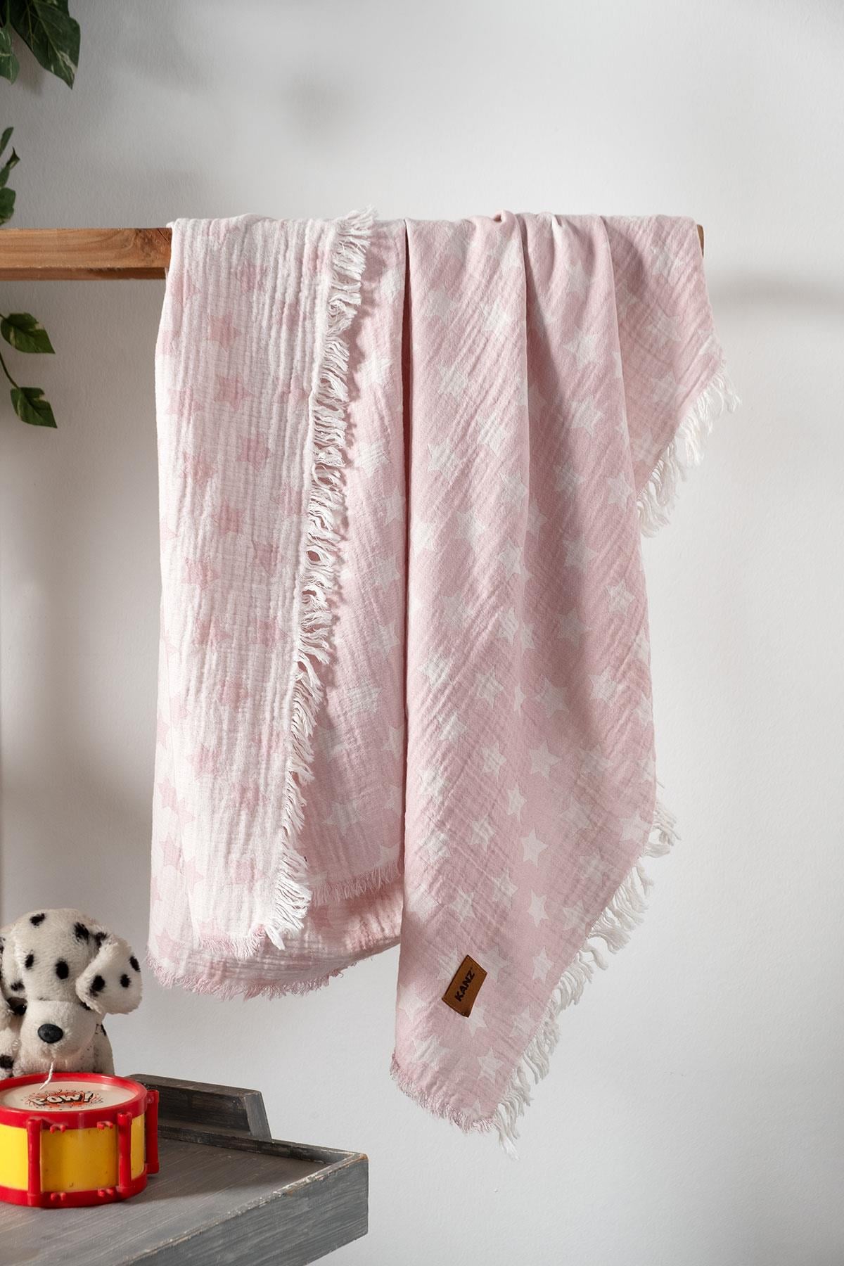 Baby 2-Layer Jacquard Muslin Swaddle Star - Pink