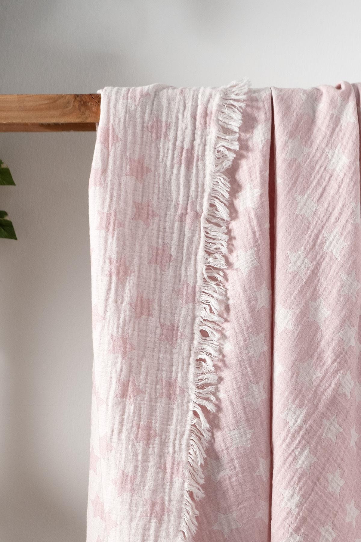 Baby 2-Layer Jacquard Muslin Swaddle Star - Pink