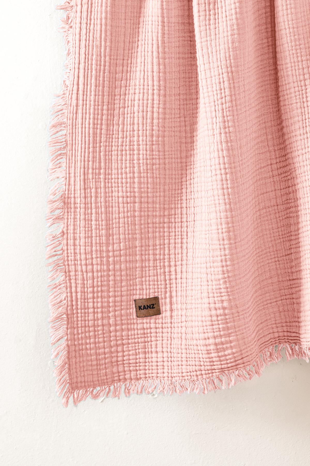 Bebek 4 Kat %100 Pamuk Müslin Örtüsü 100x120 - Pembe