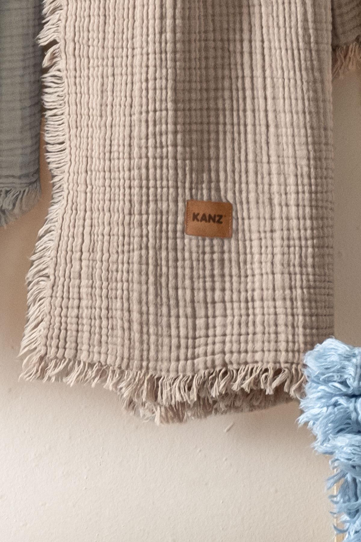 Bebek 4 Kat %100 Pamuk Müslin Örtüsü 100x120 - Kahve