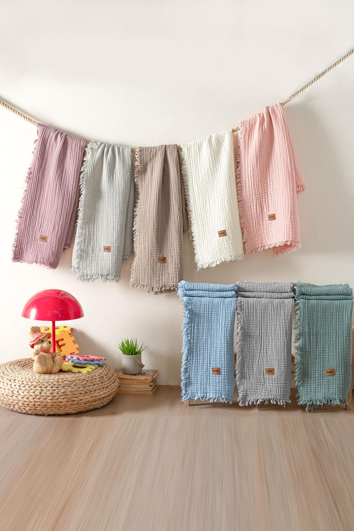 Bebek 4 Kat %100 Pamuk Müslin Örtüsü 100x120 - Kahve