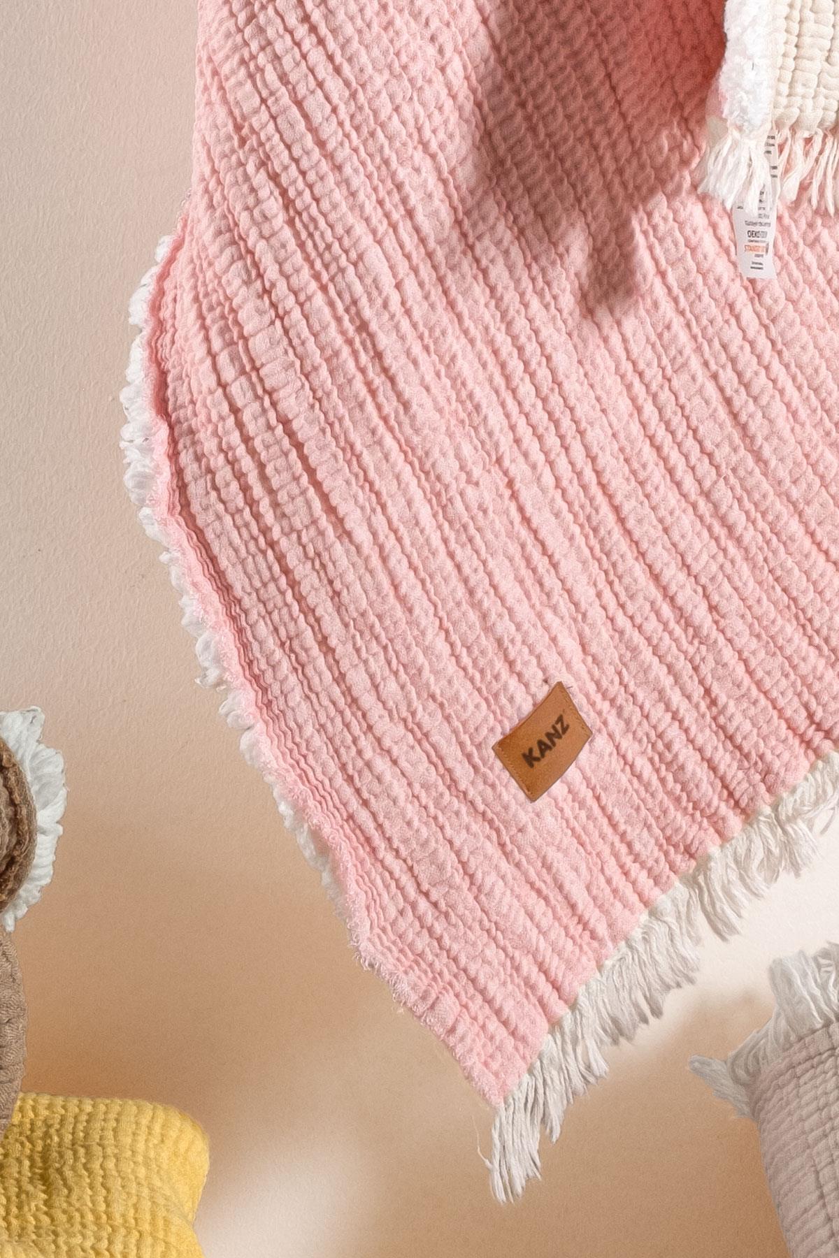 Bebek 5 Kat Dolgulu Müslin Battaniye - Pembe