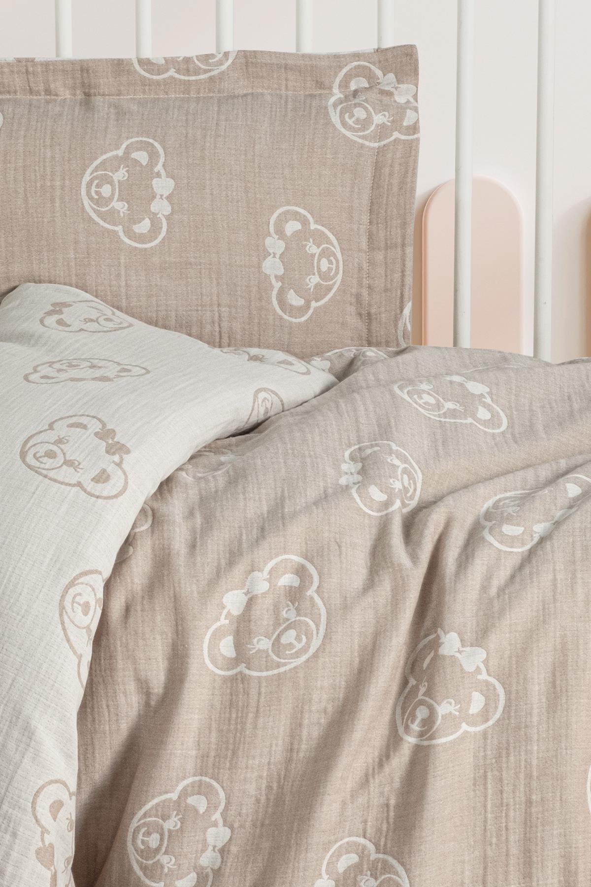 Baby Jacquard Muslin Duvet Cover Set - Bear Brown