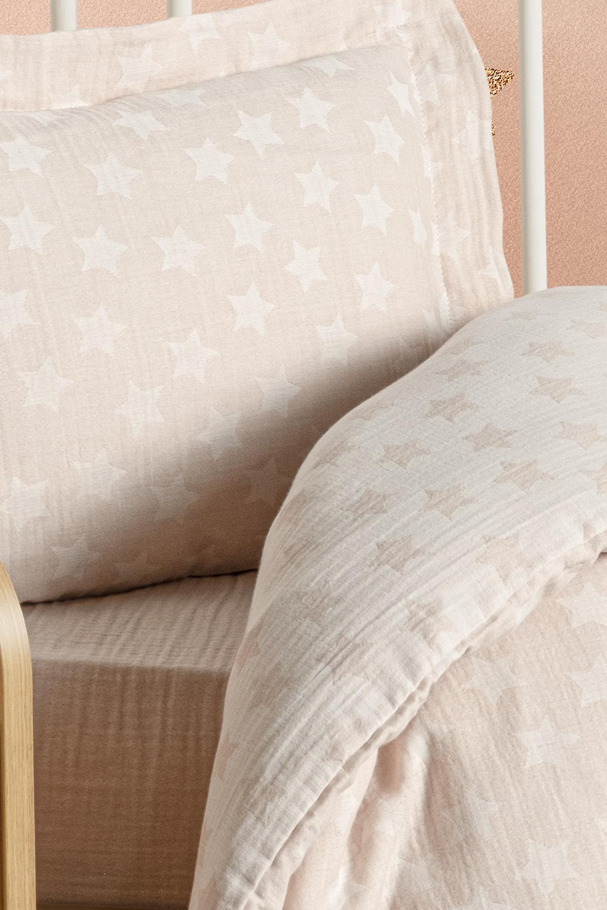 Baby Jacquard Muslin Duvet Cover Set - Star Brown