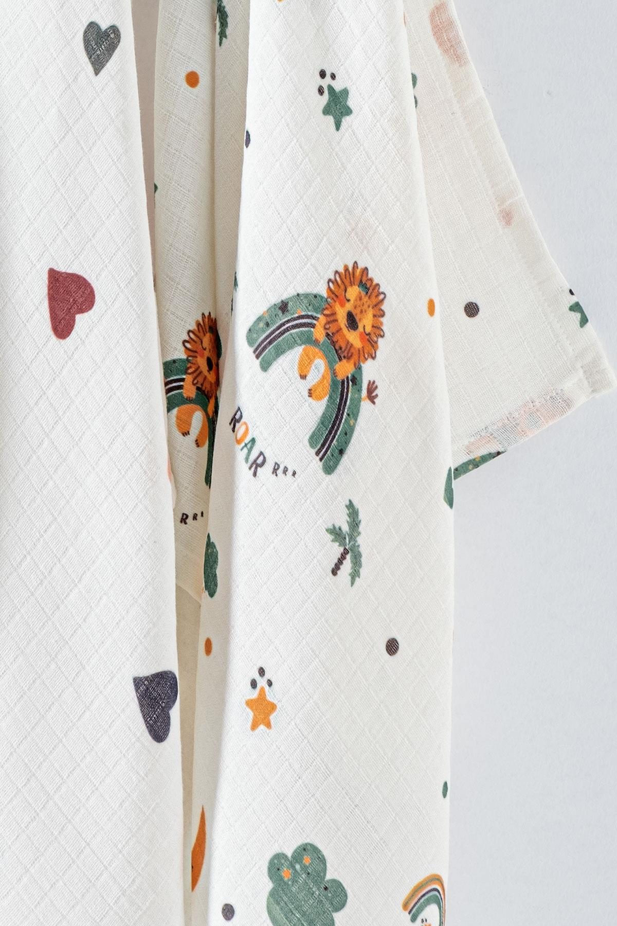 Multi-Purpose Baby Muslin Swaddle 3-Piece Set - Leon