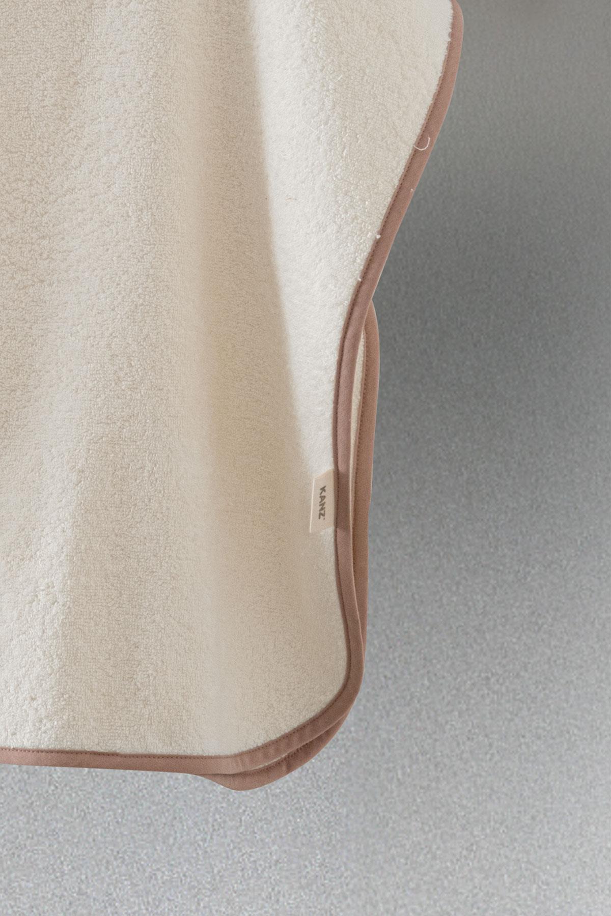 Bebek Panço Banyo ve Plaj Havlusu %100 Pamuk Kapüşonlu Nakışlı Figürlü - Bear Krem