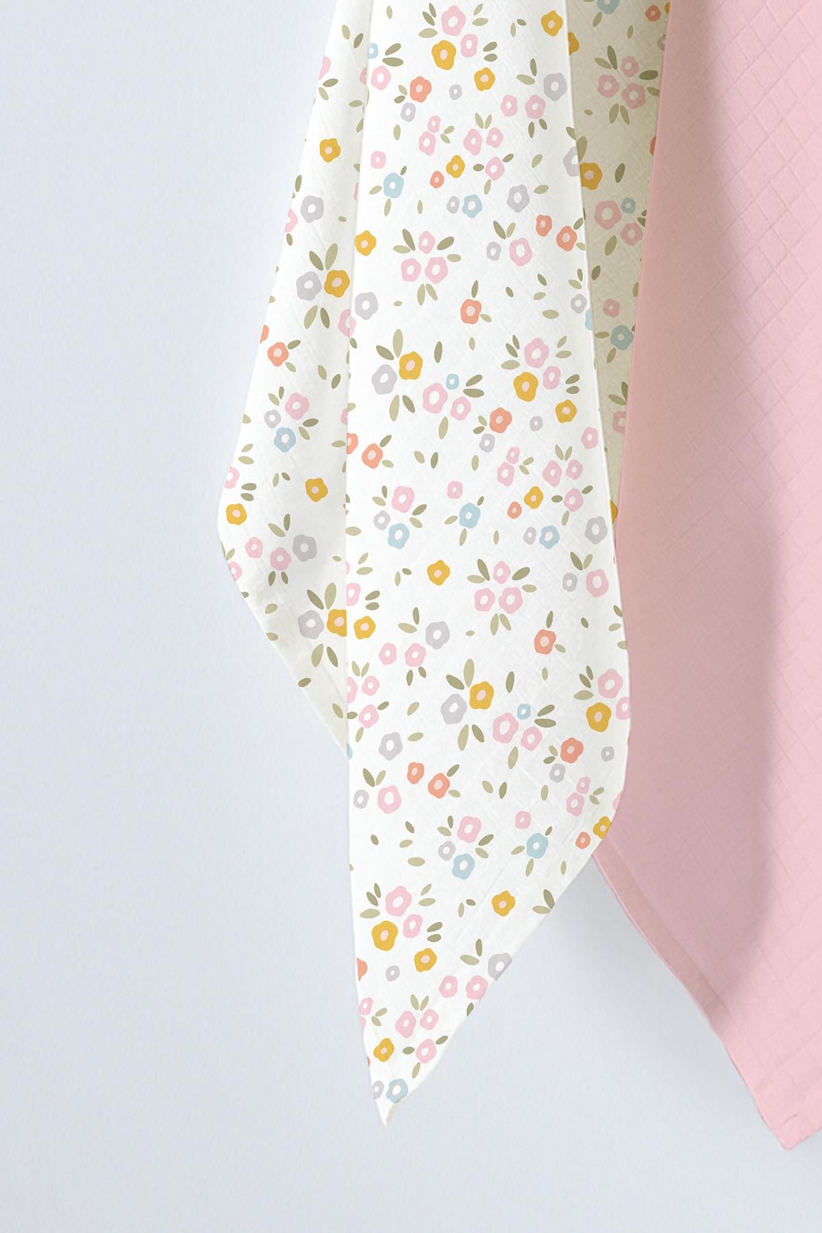 Çok Amaçlı Bebek Müslin Örtüsü 2Li Set - Crispy Flower