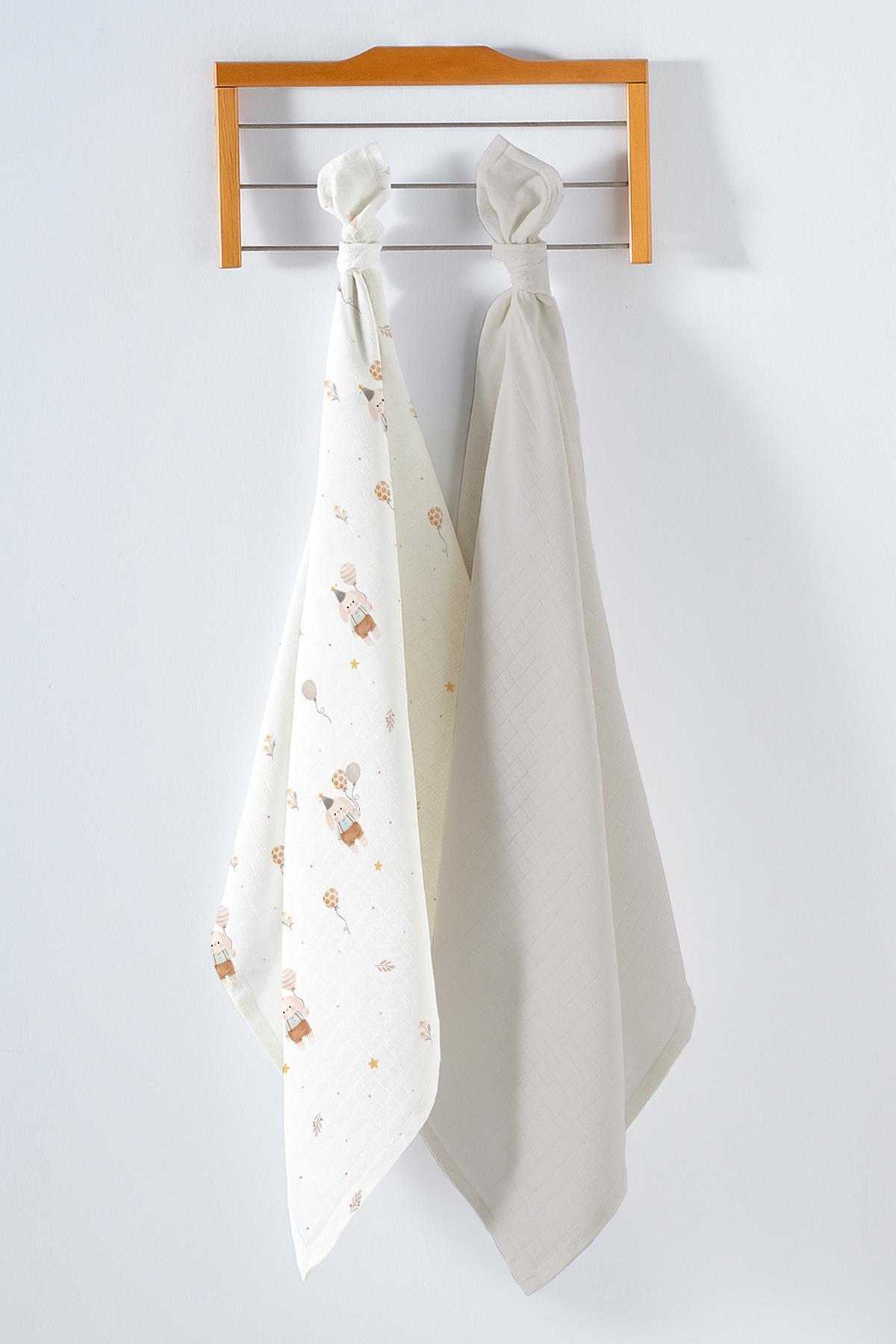 Multi-Purpose Baby Muslin Swaddle 2-Piece Set - Balloon Bear