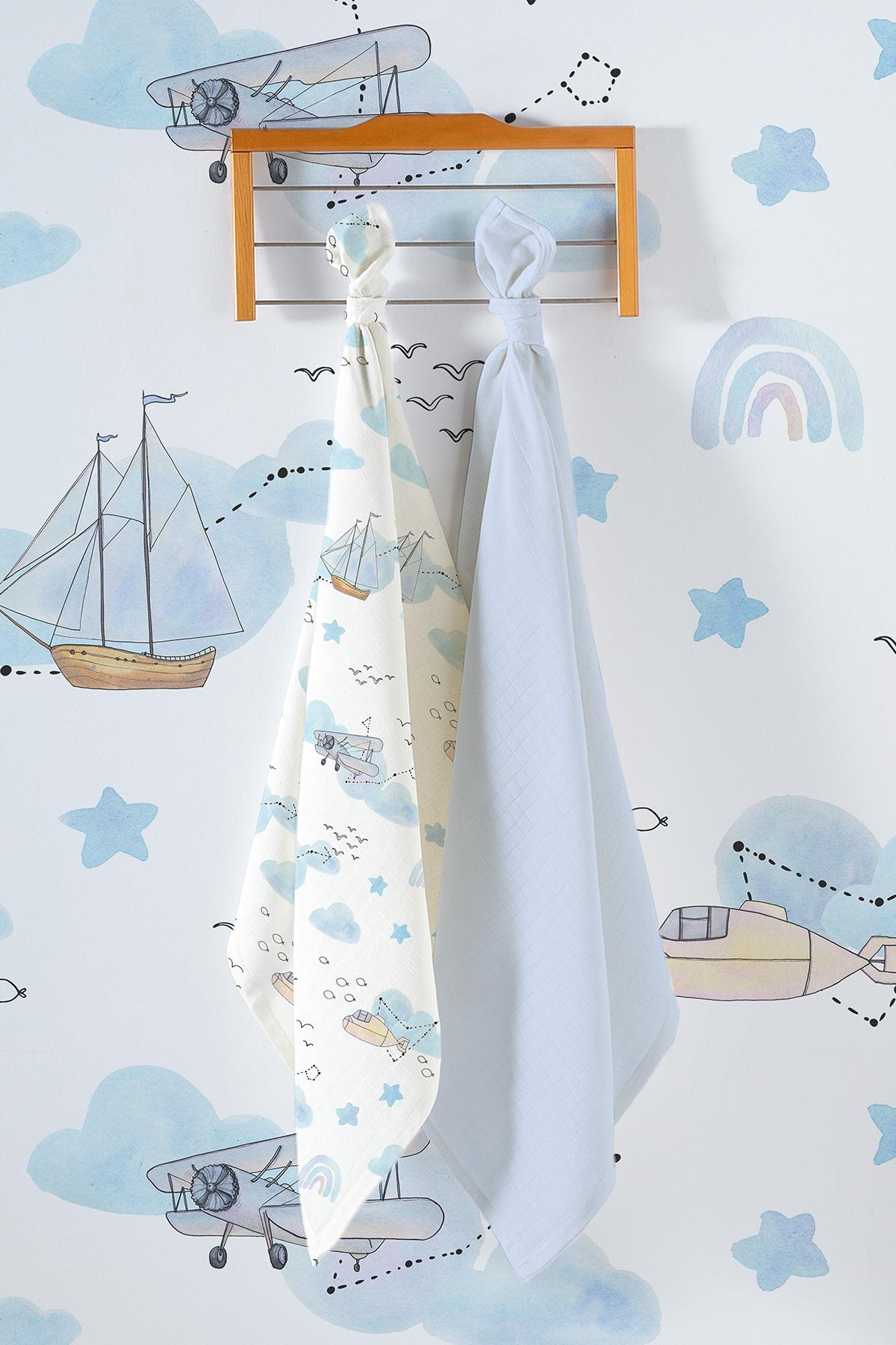 Çok Amaçlı Bebek Müslin Örtüsü 2Li Set - Boat