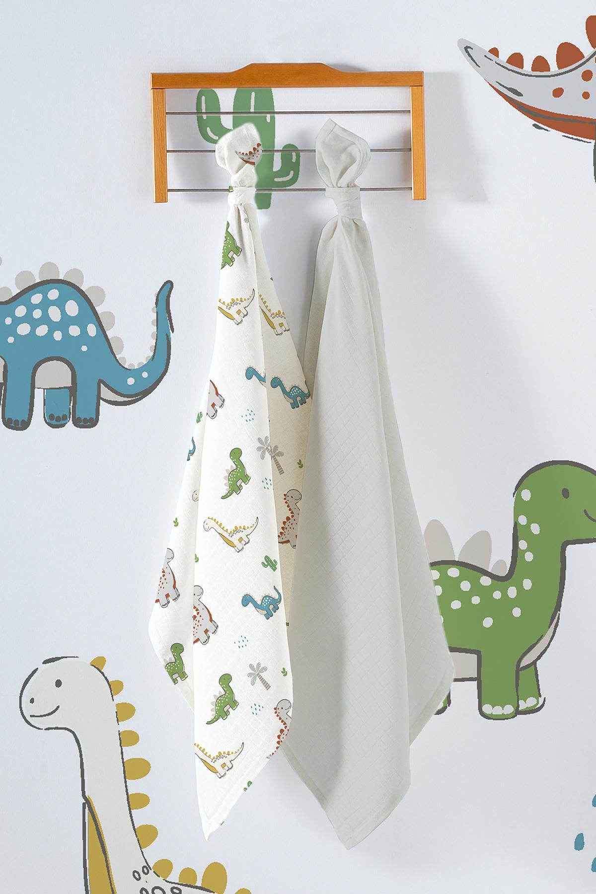 Multi-Purpose Baby Muslin Swaddle 2-Piece Set - Dinos
