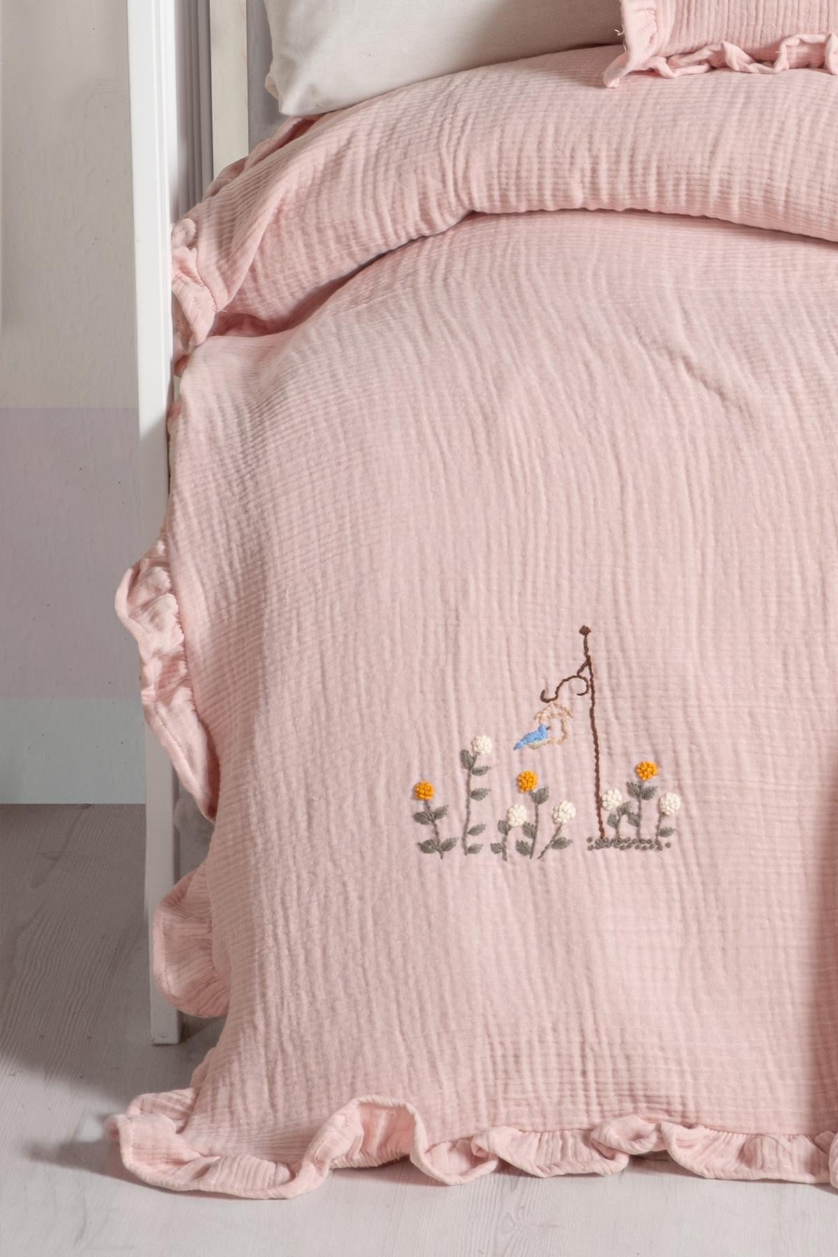 Handmade Bebek 4 Kat Fırfırlı Müslin Örtü Seti - Fiore