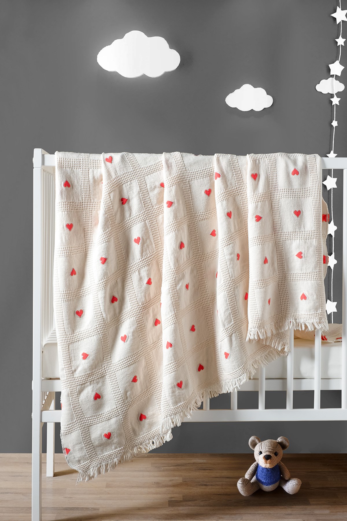 Little Miraclers %100 Pamuk Waffle Müslin Bebek Pike Örtüsü 115x125 cm