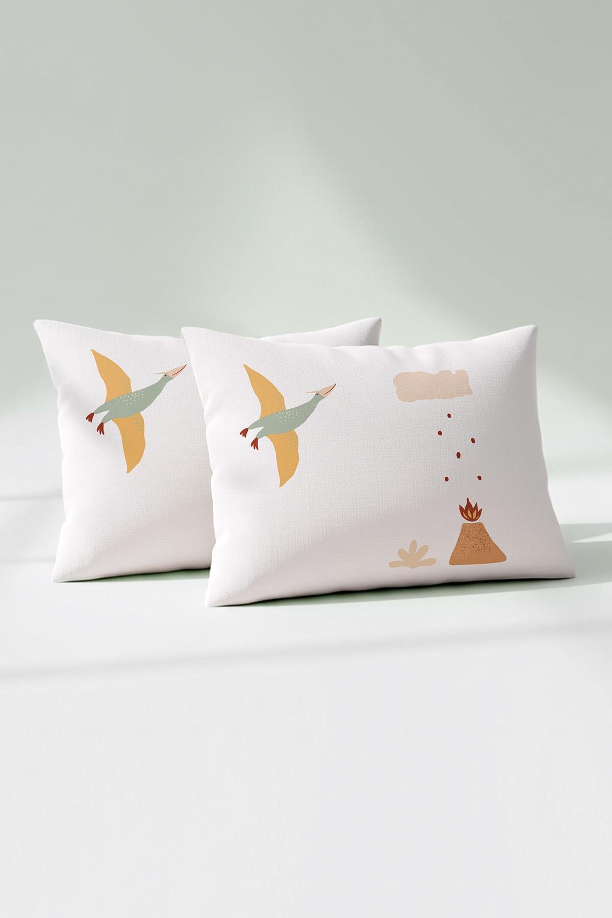 Ranforce %100 Pamuk Bebek Yastık Kılıfı 2li Set 35x45 cm - Dinasours A