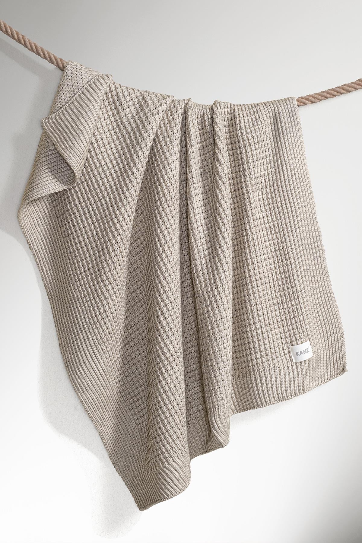 Knitted Baby Blanket - Stone