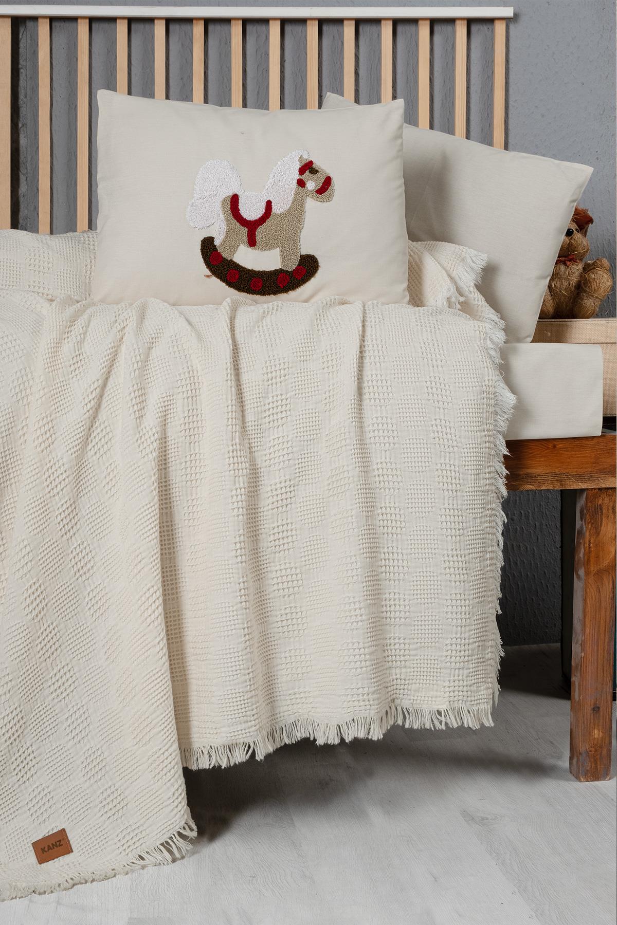 Waffle Baby Embroidered Muslin Coverlet Set - Ponny