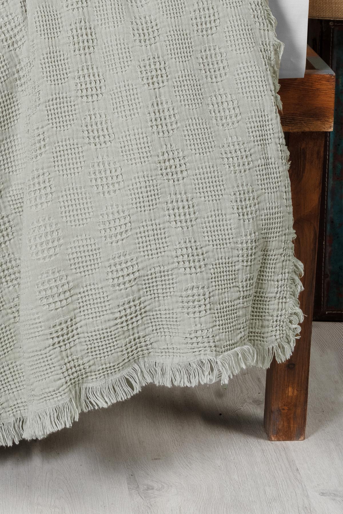 Waffle Baby Embroidered Muslin Coverlet Set - Bubble Green
