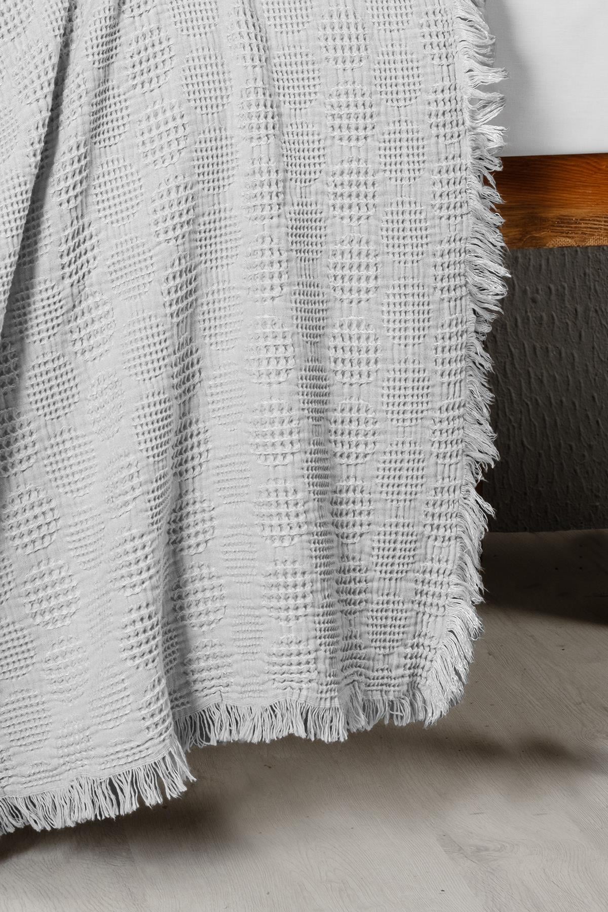 Waffle Baby Embroidered Muslin Coverlet Set - Bubble Grey