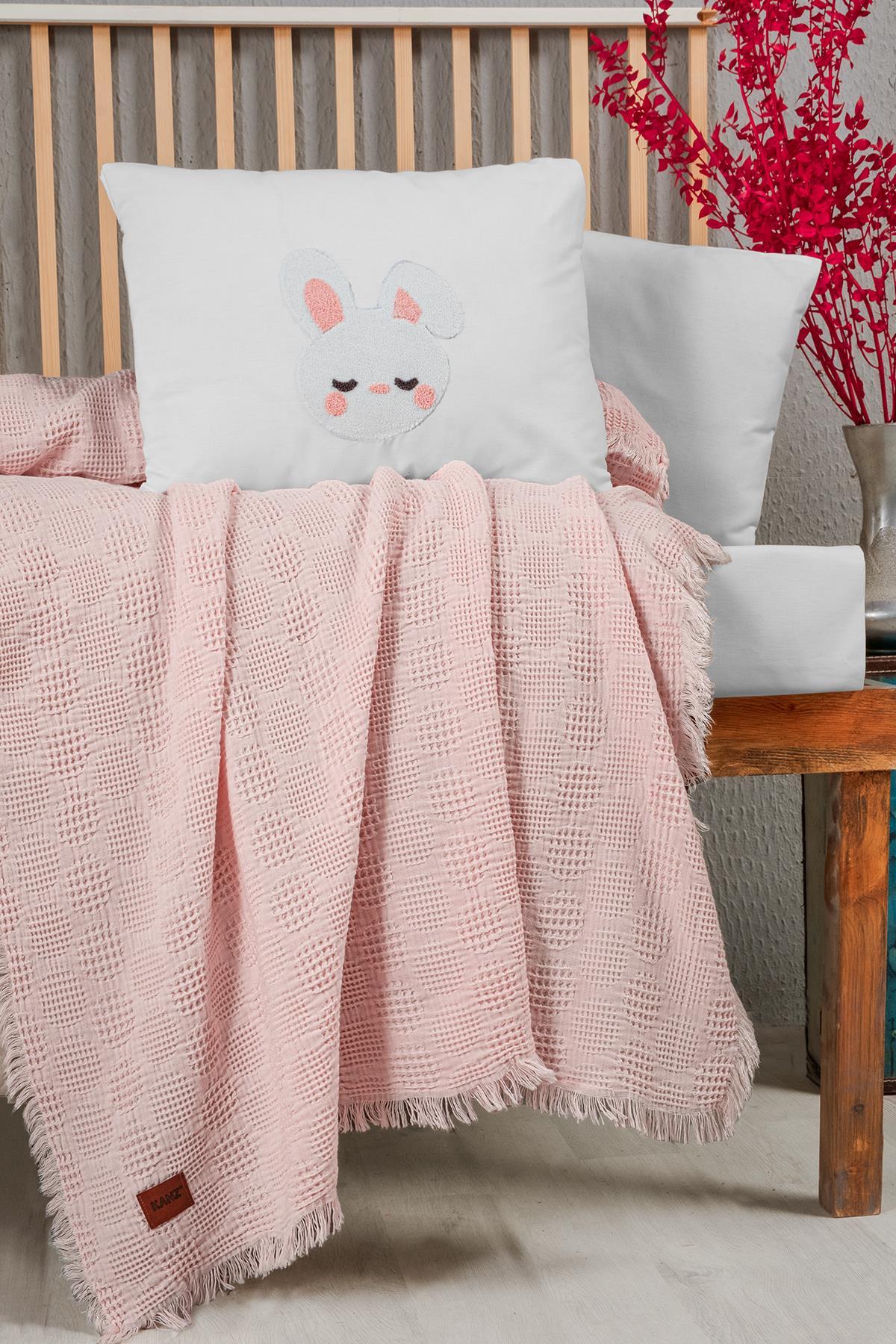 Waffle Baby Embroidered Muslin Coverlet Set - Bunbun