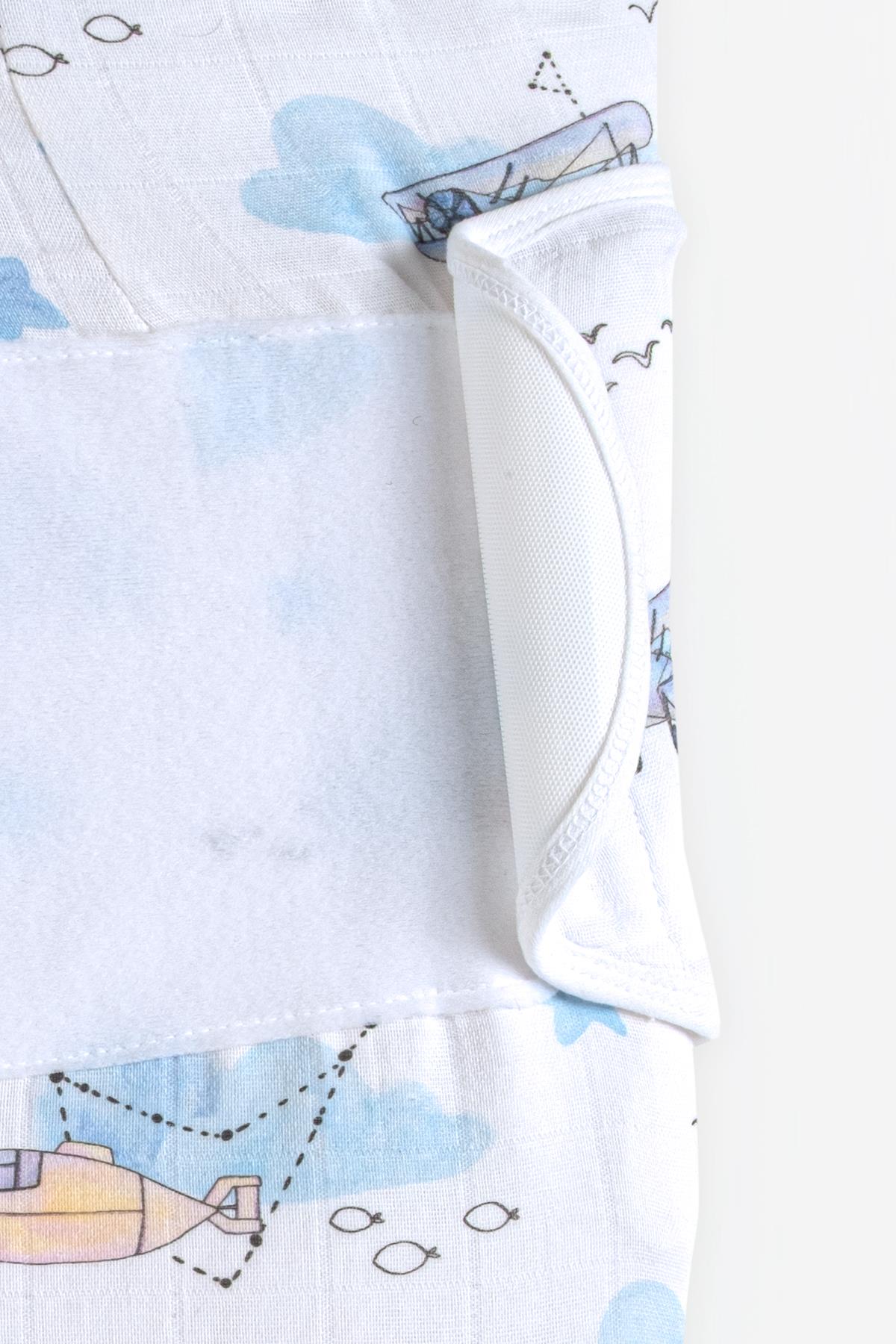 Newborn 100% Cotton Muslin Ready Swaddle with Velcro - Boat