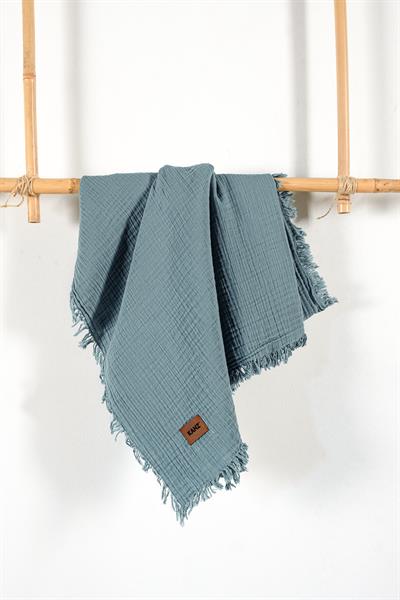Bebek 2 Kat %100 Pamuk Müslin Örtüsü 100x120 - Indigo